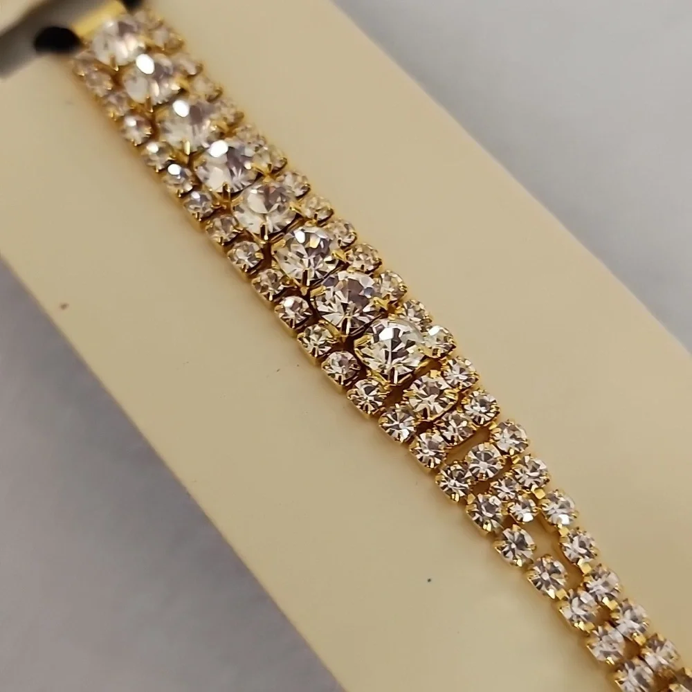 Gold Infinity Design Rhinestone Elastic Glam Headband NIP